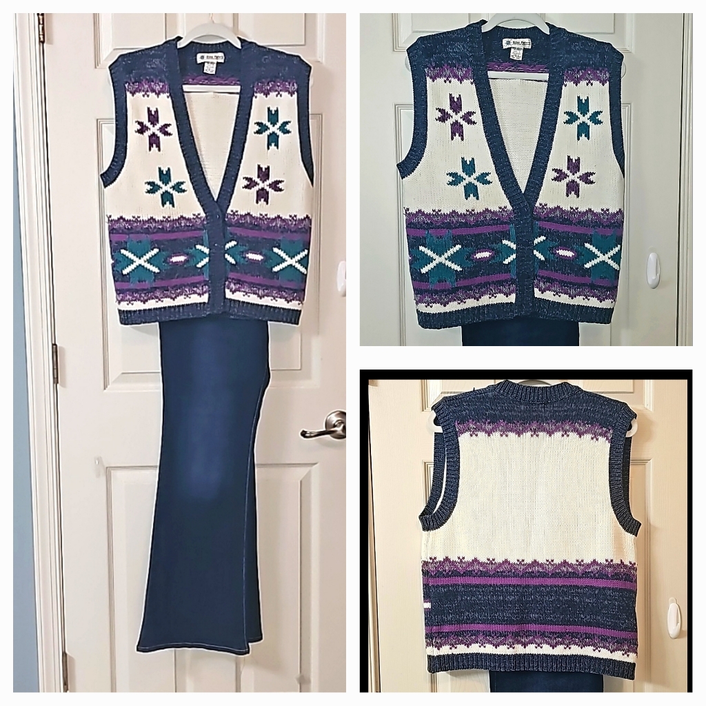 Gina Peters Vintage Knit Sweater Office Wear Business Casual Meeting Multicolore